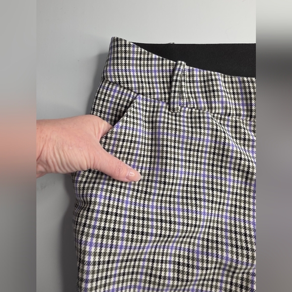 Ava & Viv Plaid Pants 18W Black White Purple Stretch Winter Fall Work Ca-2573 - Picture 9 of 12